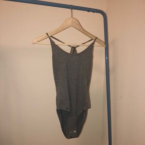 Grey Cross Strap Back Bodysuit